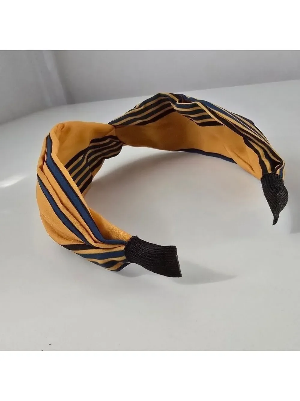NEW Yellow Navy Blue Stripe Fabric Knot Headband